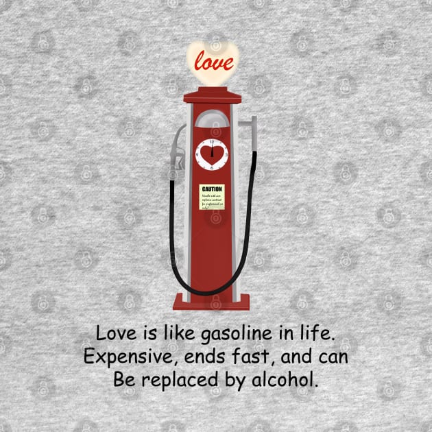 Retro Red Love Gas Pump with a Funny Love Quote by ibadishi